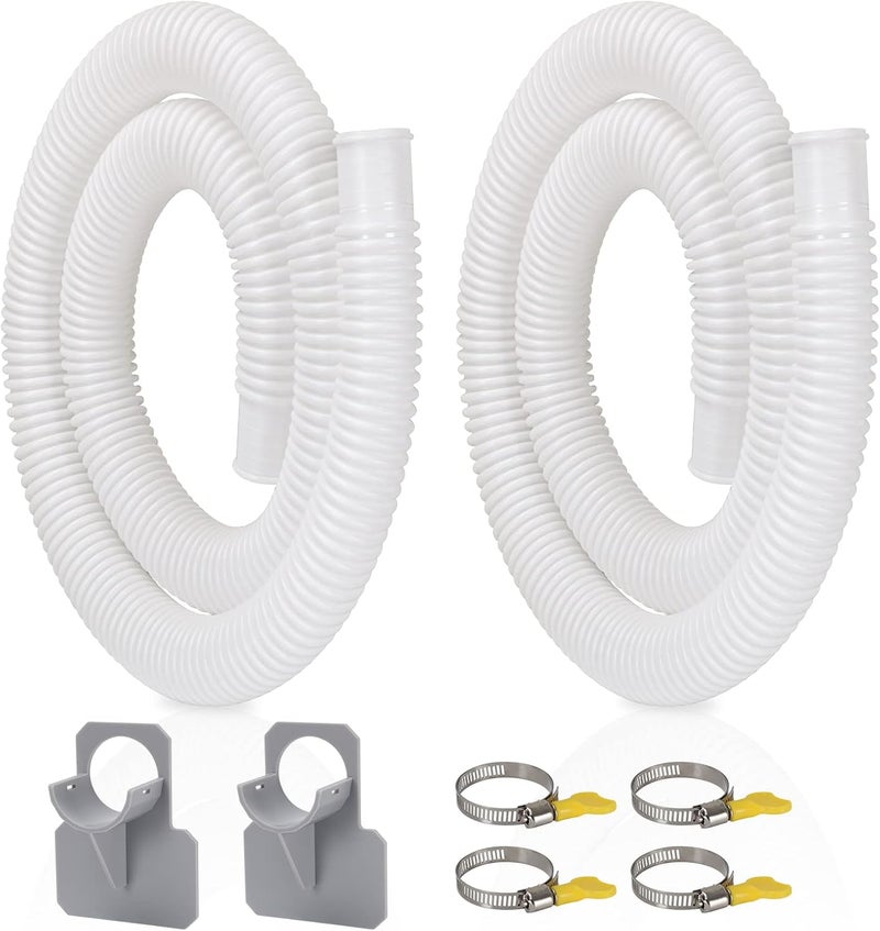 BEWAVE Pool Pump Hose for Above Ground Pools, 2 Pack 1.25" Diameter Pool Filter Hose Accessory Pool Pump Replacement 59 Inch Long with 2 Clamps and 2 Pipe Holders - Image 1